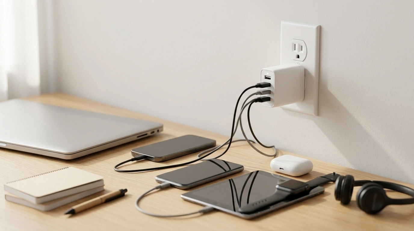 5-Port USB Fast Charger: PD USB-C + Quick Charge Tips